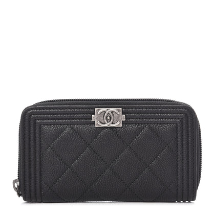 Chanel Caviar Quilted Small Boy Zip Around Wallet Black 1 of 11