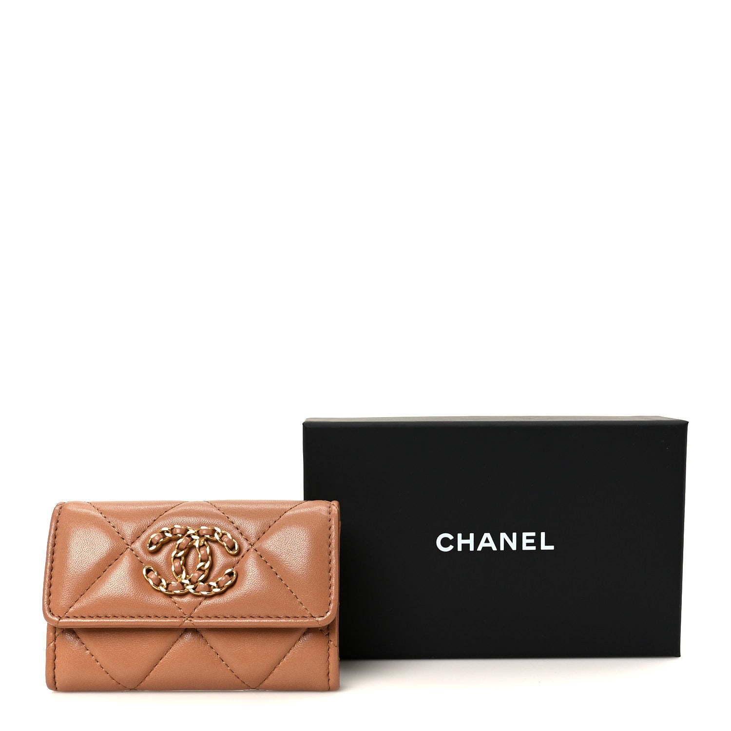 Chanel Lambskin Quilted Chanel 19 Flap Card Holder Brown 10 of 10