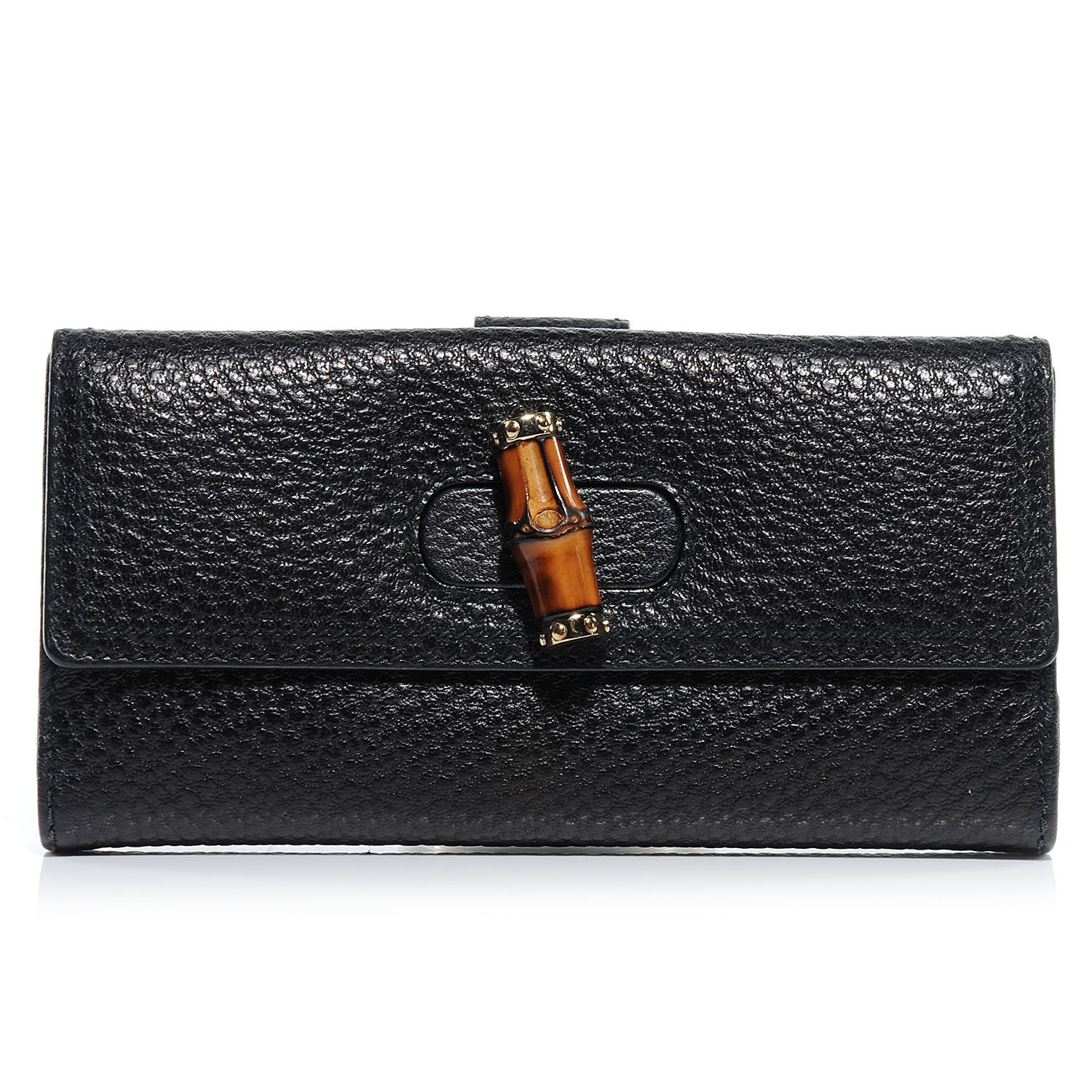 Gucci Leather GG Bamboo Long Wallet Black 1 of 8