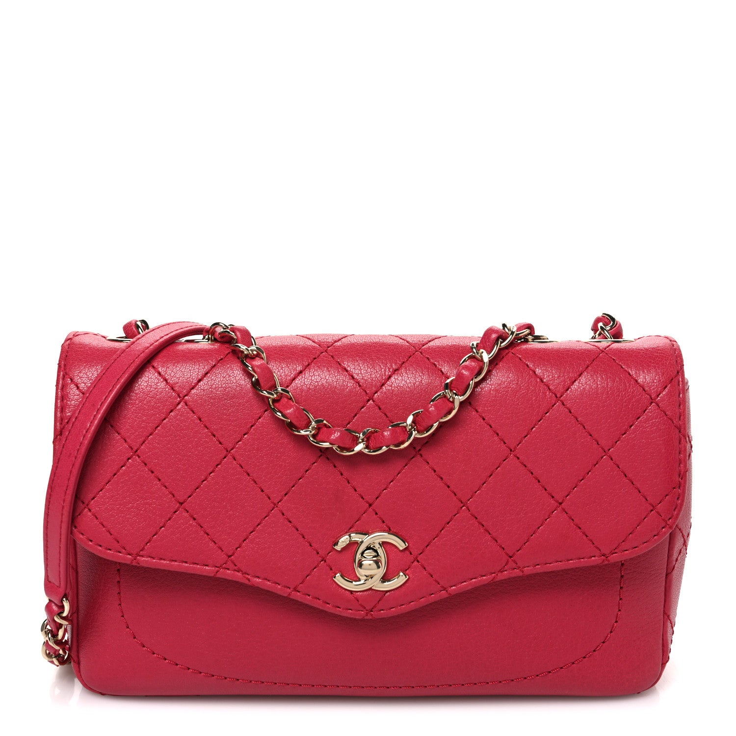 Chanel Goatskin Quilted Coco Curve Flap Messenger Flap Dark Pink 1 of 11