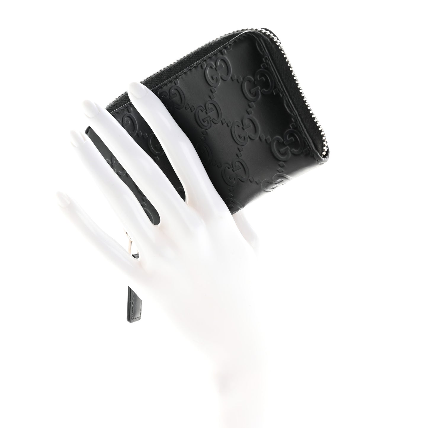 Guccissima Zip Around Card Case Black