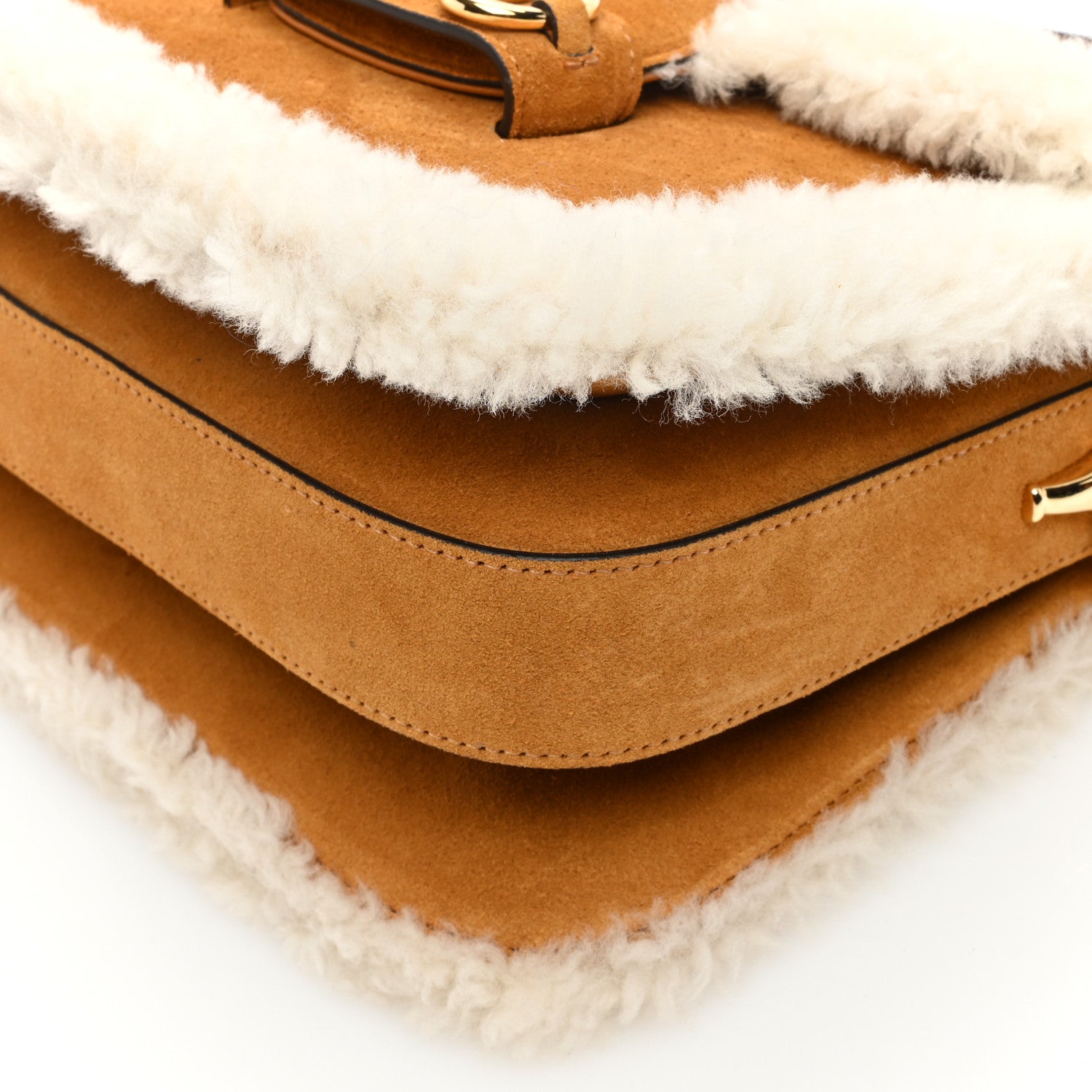 Gucci Suede Shearling Horsebit 1955 Shoulder Bag Brown 10 of 10