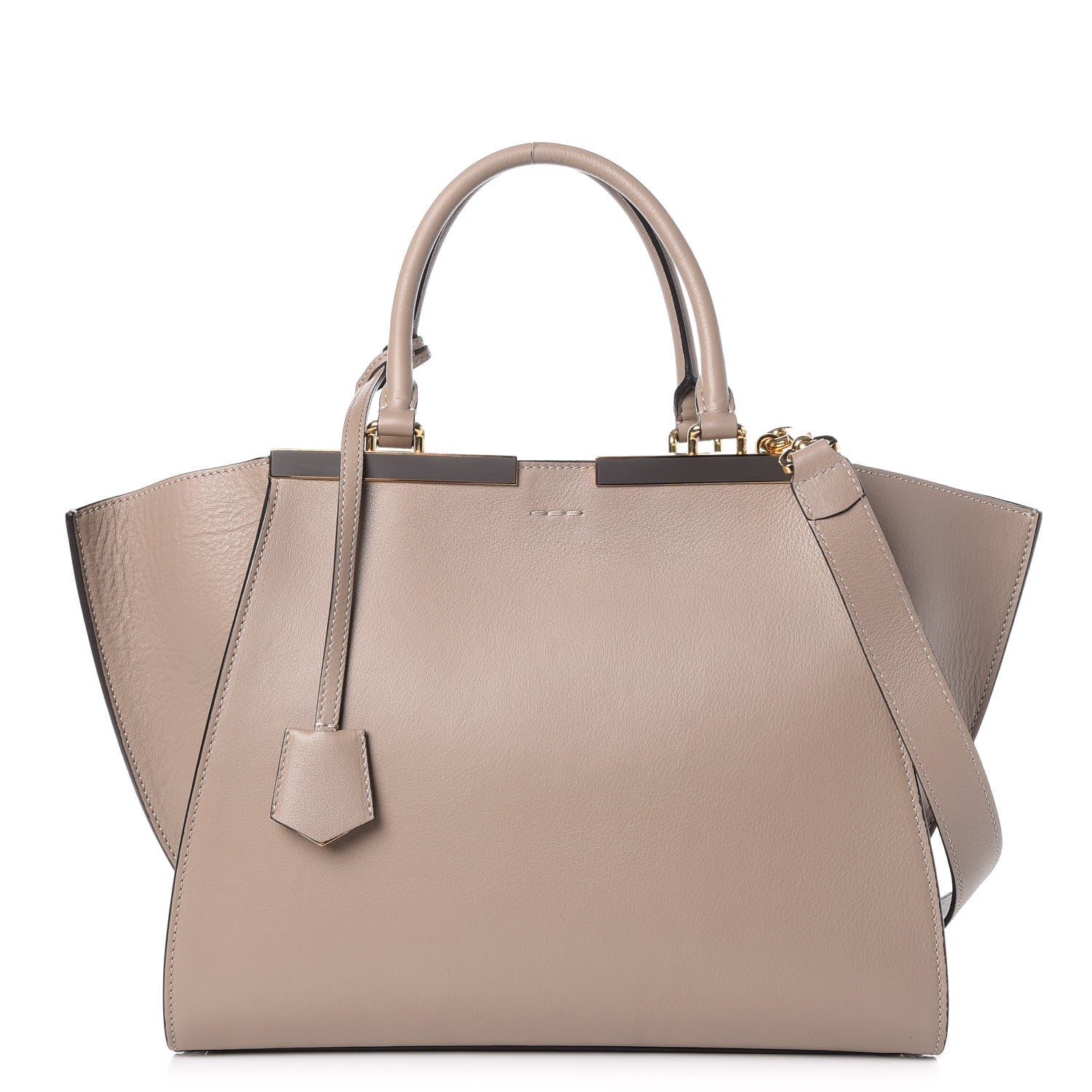 Fendi Vitello Dolce Shiny Nappa Petite 3Jours Tote Tortora Emerald 1 of 7
