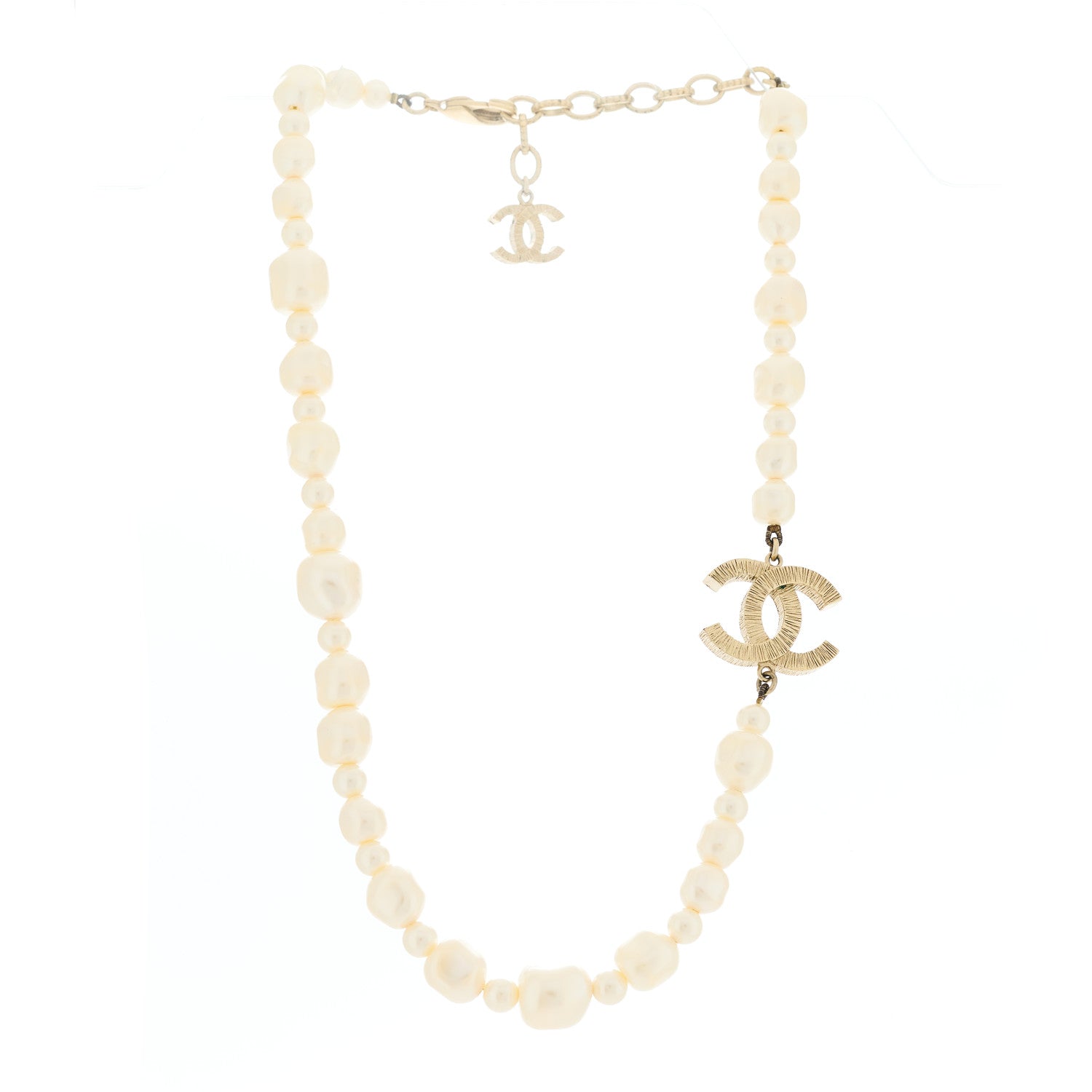 Chanel Pearl CC Long Necklace White Gold 3 of 5