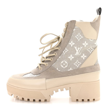Louis Vuitton Suede Calfskin Laureate Platform Desert Boots 41 Beige 1 of 8
