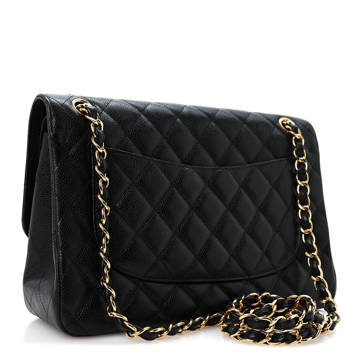 Caviar Quilted Jumbo Double Flap Black