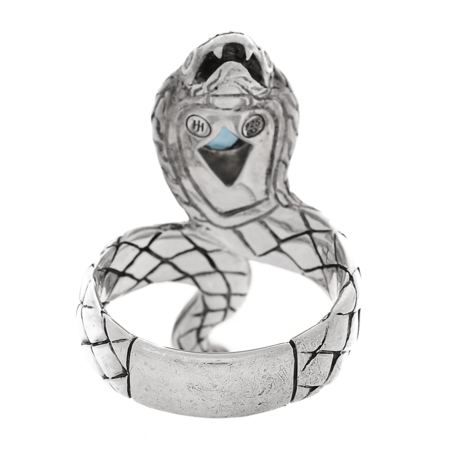 Sterling Silve Blue Topaz White Sapphire Snake Ring 57 8