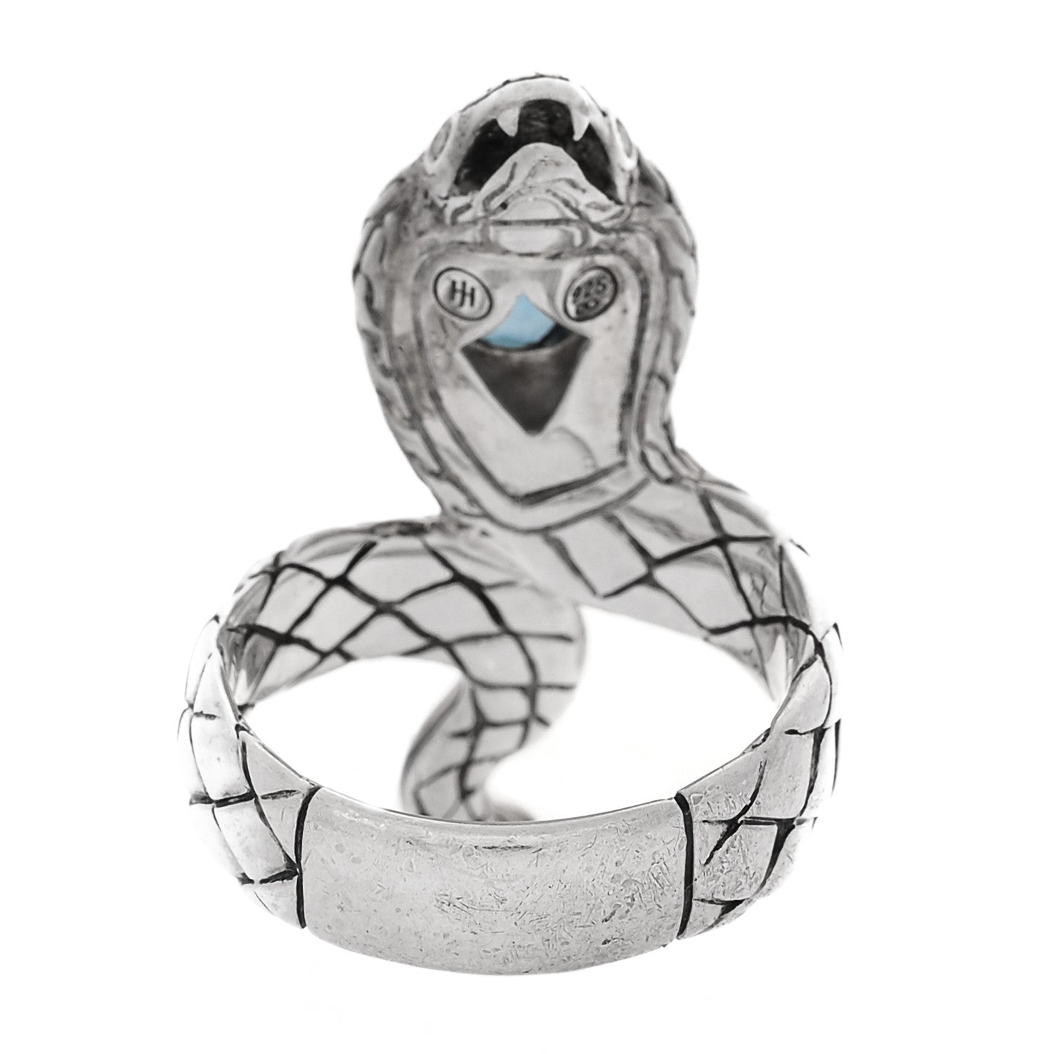 John Hardy Sterling Silve Blue Topaz White Sapphire Snake Ring 57 8 4 of 5