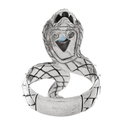 John Hardy Sterling Silve Blue Topaz White Sapphire Snake Ring 57 8 4 of 5