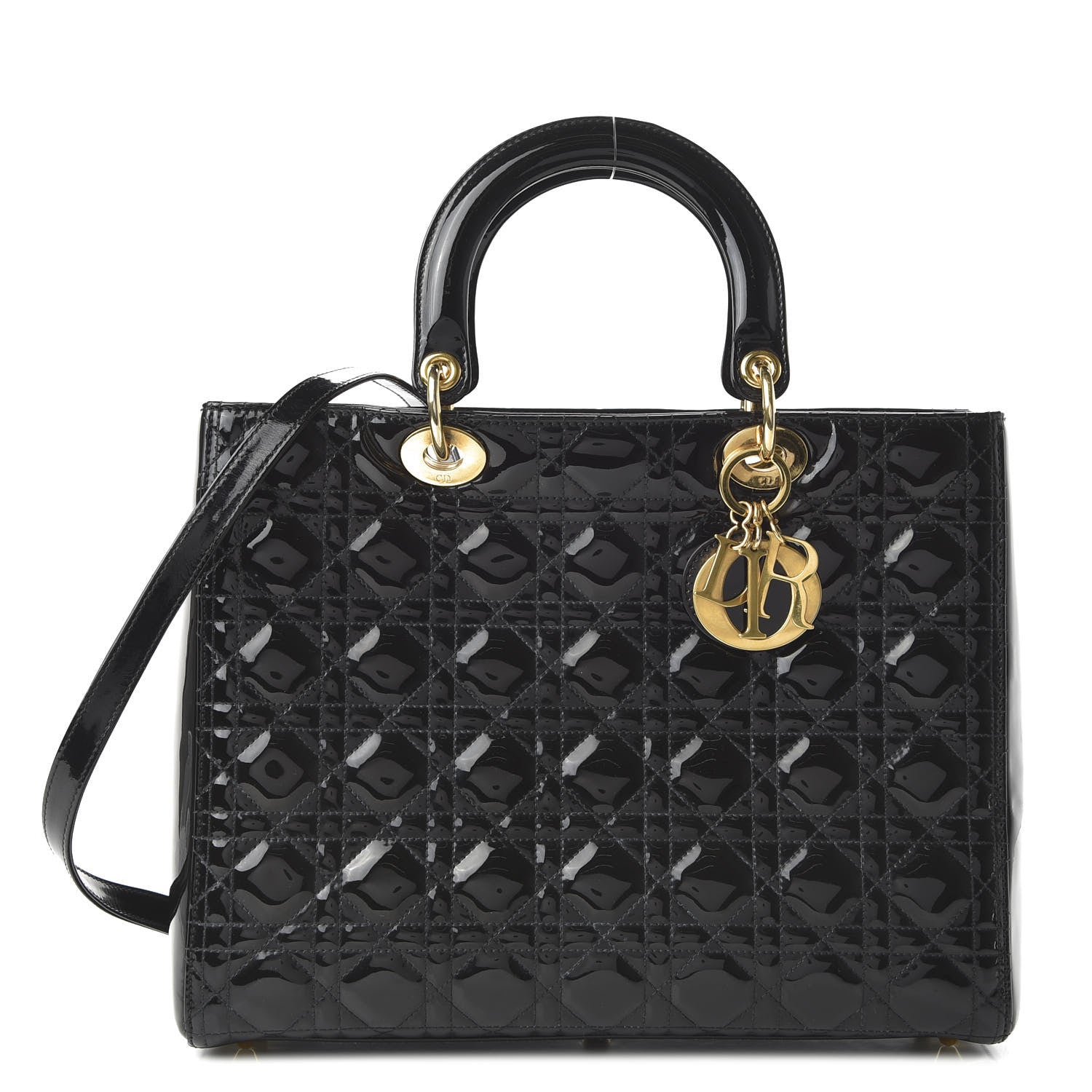 Christian Dior Patent Cannage Large Lady Dior Black 1 of 10