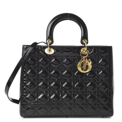 Christian Dior Patent Cannage Large Lady Dior Black 1 of 10