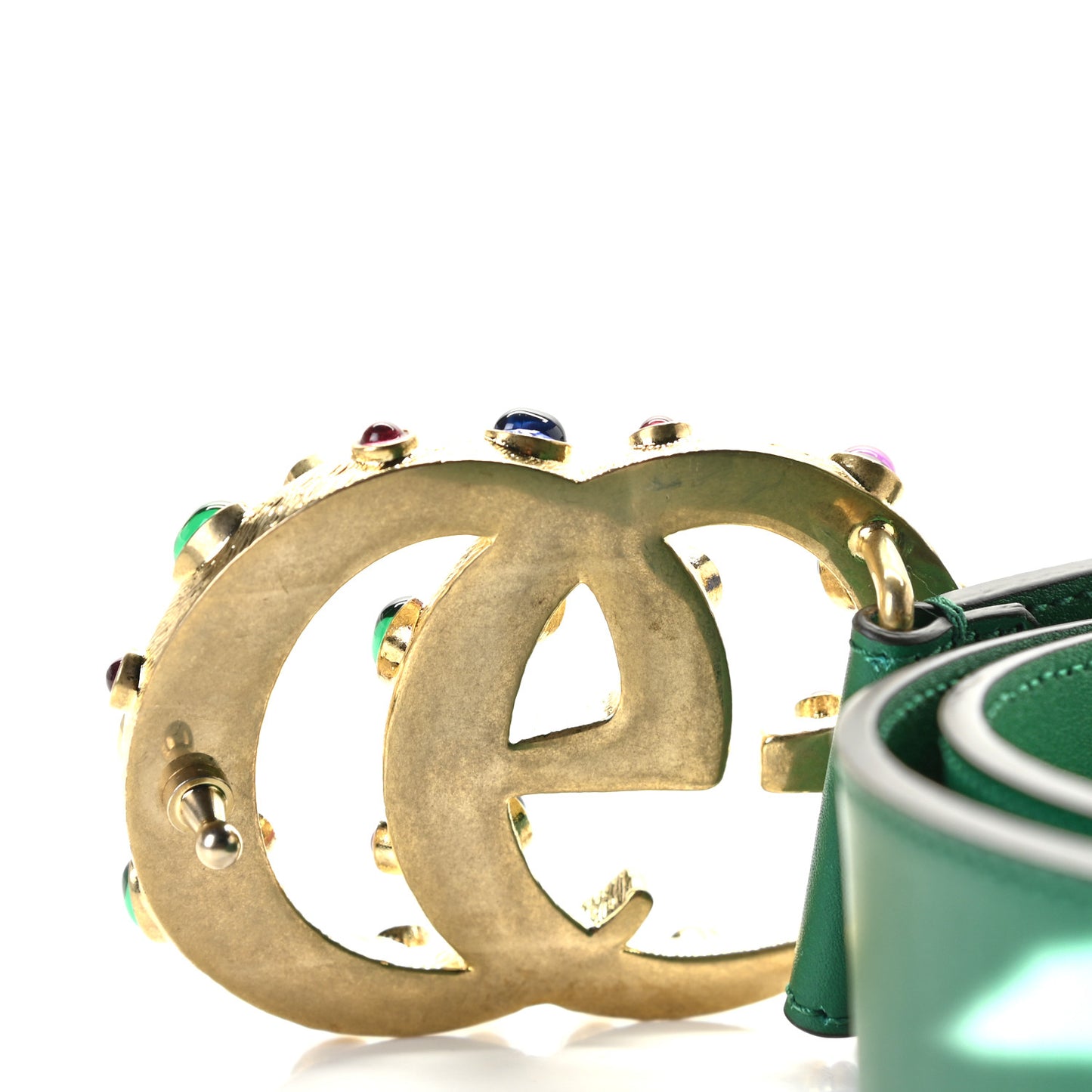 Calfskin Ceramic Glass Double G 40mm Belt 100 40 Emerald Multicolor