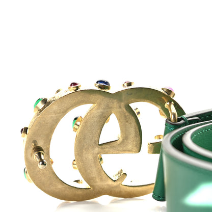 Gucci Calfskin Ceramic Glass Double G 40mm Belt 100 40 Emerald Multicolor 3 of 5
