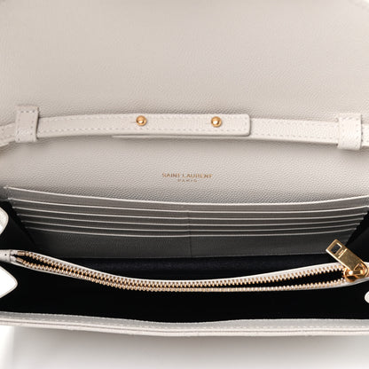 Saint Laurent Grain De Poudre Mixed Matelasse Triquilt Monogram Chain Wallet Crema Soft 4 of 8