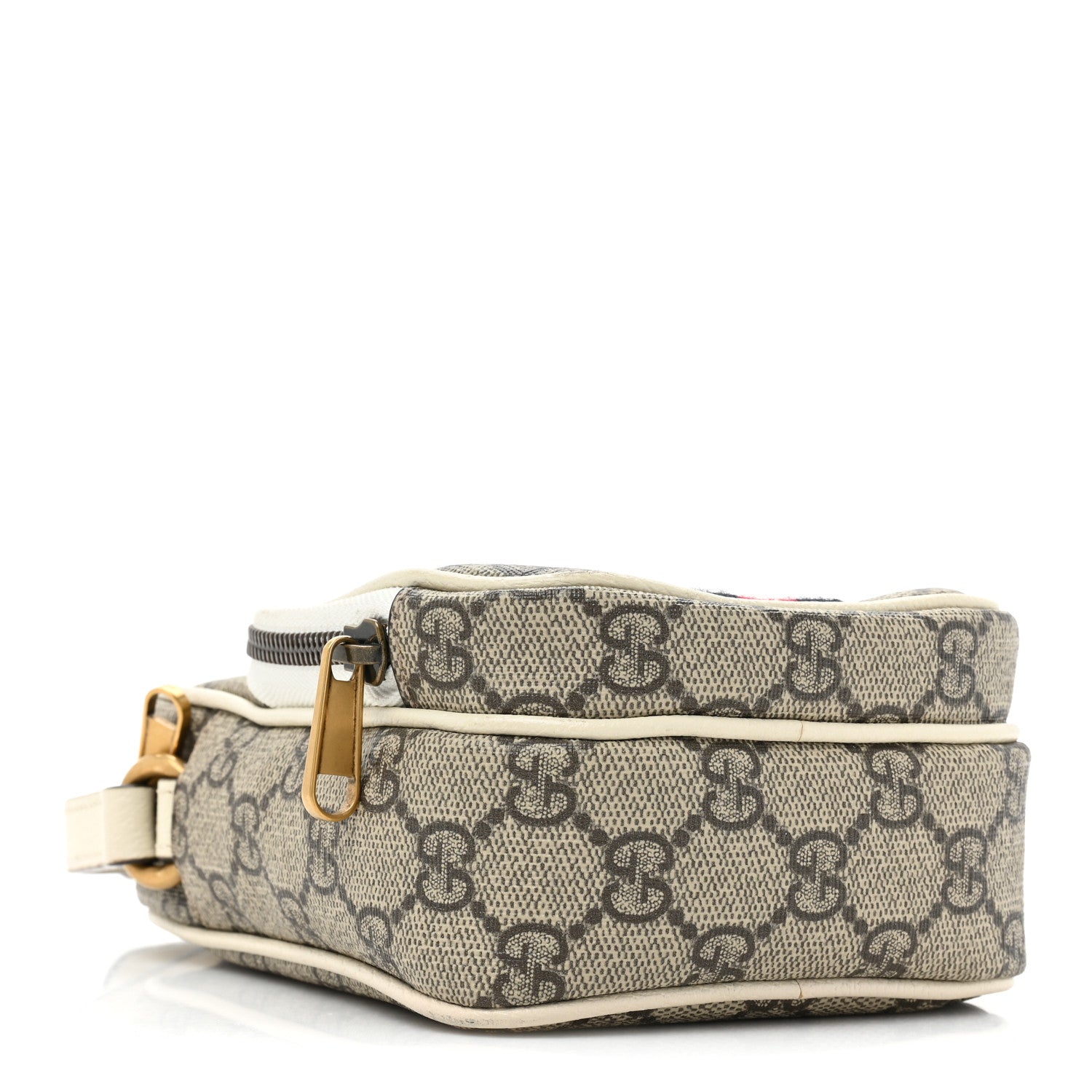 Gucci GG Supreme Monogram Web Mini Ophidia Double Zip Messenger Bag Beige Ebony Mystic White 4 of 16