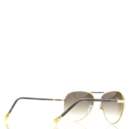 Louis Vuitton Damier Ebene Conspiration Pilote Aviator Sunglasses Z0202U Gold 4 of 6