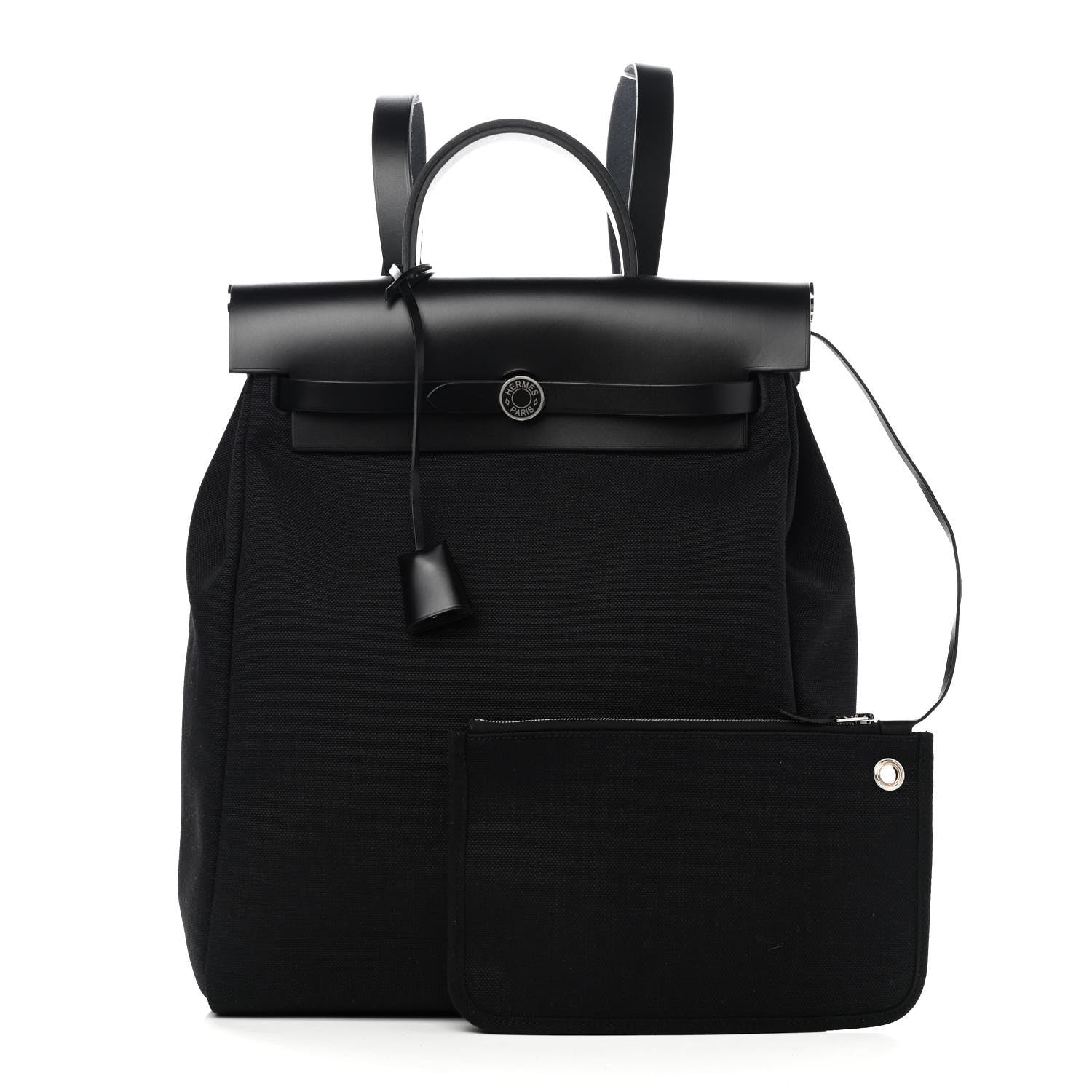 Hermes Military Toile Vache Hunter Herbag a Dos Zip Retourne Backpack Black 1 of 12
