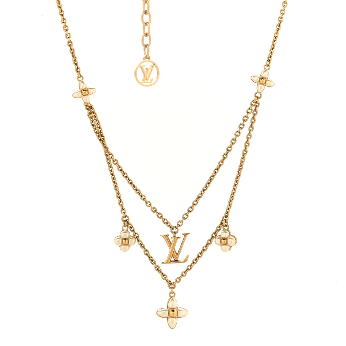 Pearl LV Floragram Necklace Gold