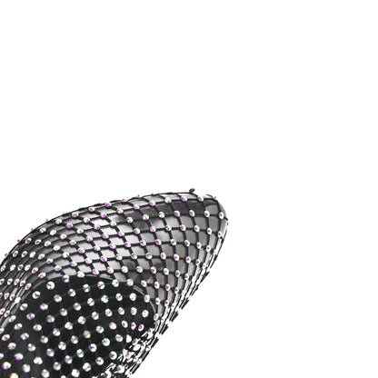 Saint Laurent Mesh Crystal Suede Koller 110 Knee High Boots 38.5 Black 10 of 10
