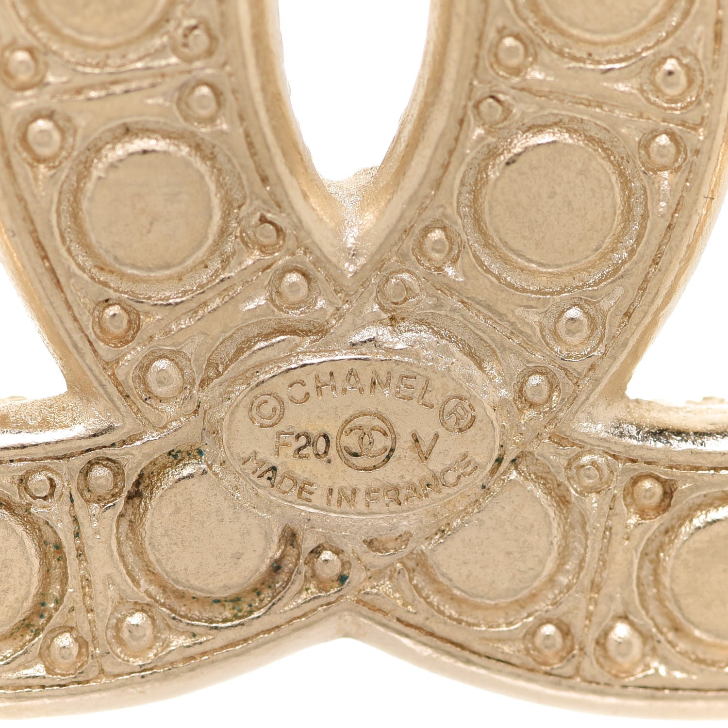 Chanel Metal Crystal Graduated Pearl CC Brooch Gold 4 of 5