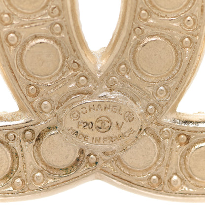 Chanel Metal Crystal Graduated Pearl CC Brooch Gold 4 of 5