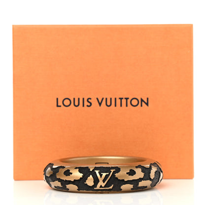 Louis Vuitton Lacquer Wood Leomonogram Wide Bangle Bracelet Gold 6 of 6