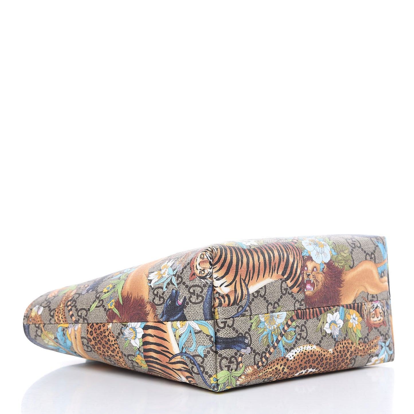 GG Supreme Monogram Kids Tiger Print Tote Green