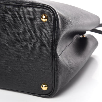 Prada Saffiano Cuir Large Double Bag Black Fuoco 10 of 12