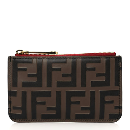 Fendi Vitello Cruise F is Fendi Bi-Color FF 1974 Embossed Key Case Pouch Maya Black Fragola 1 of 7