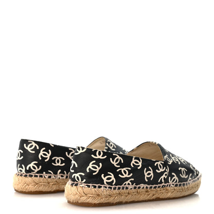 Chanel Lambskin Printed CC Espadrilles 38 Black White 5 of 10
