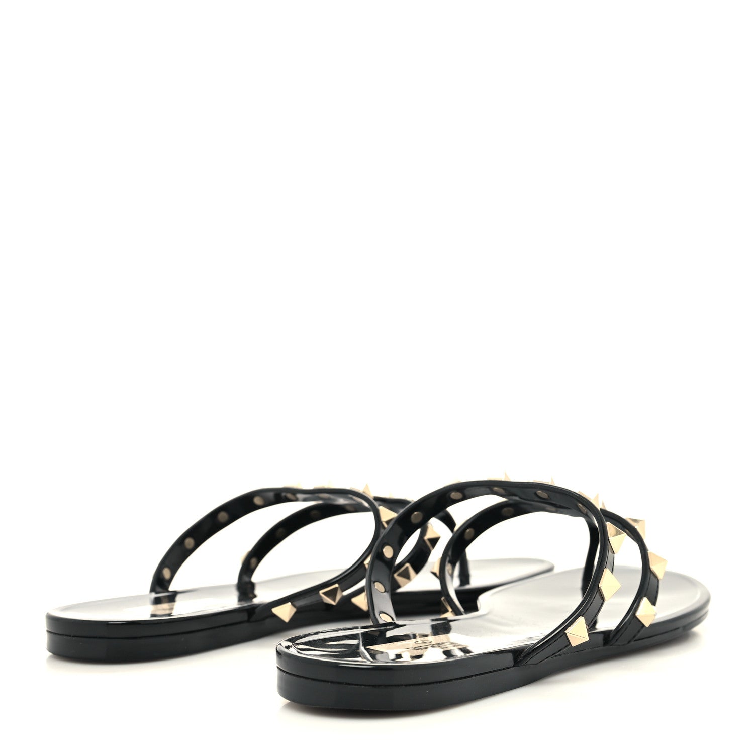 Valentino Garavani PVC Jelly Rockstud Caged Flat Thong Sandals 39 Black 4 of 7