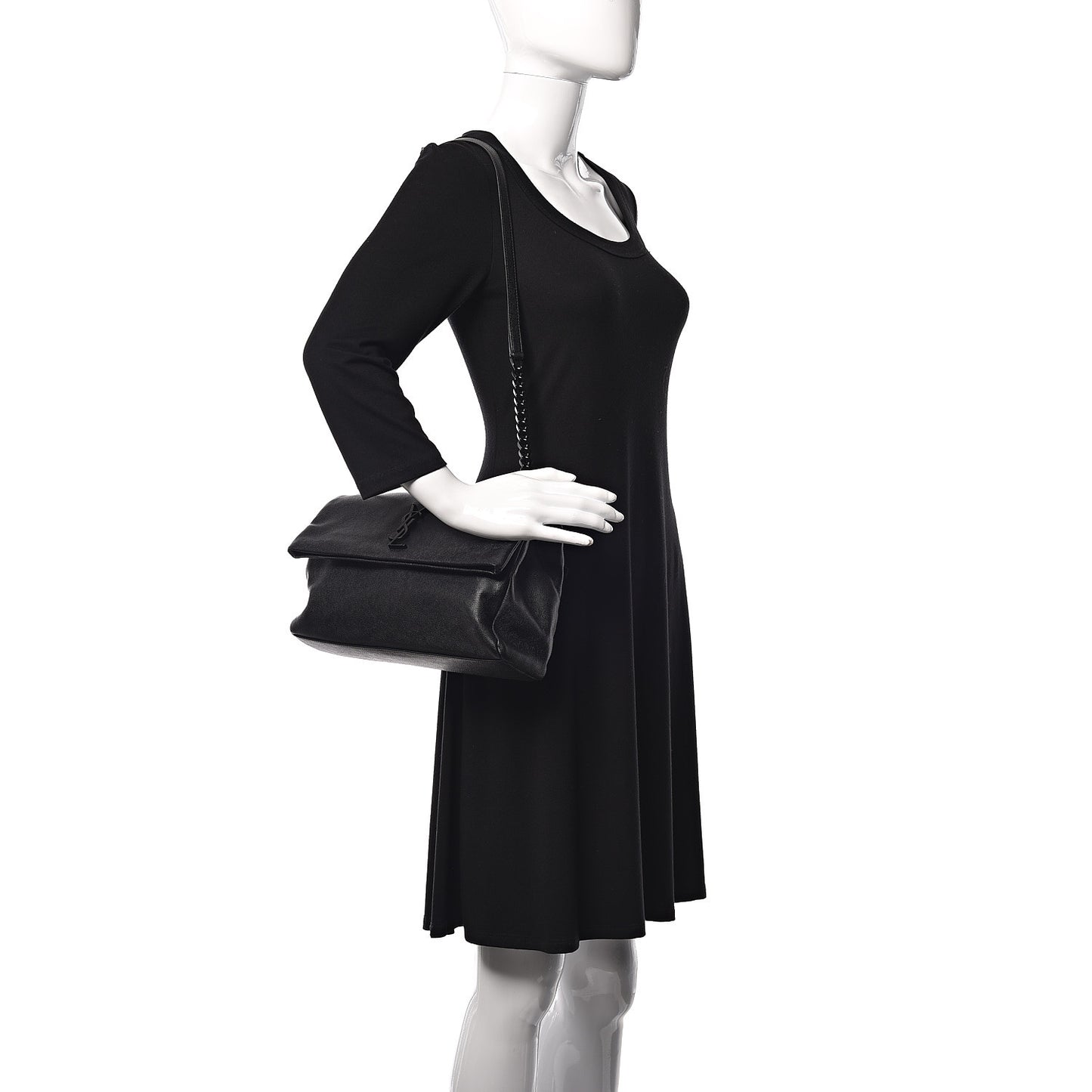 Grain De Poudre Medium West Hollywood Monogram Fold-Over Black