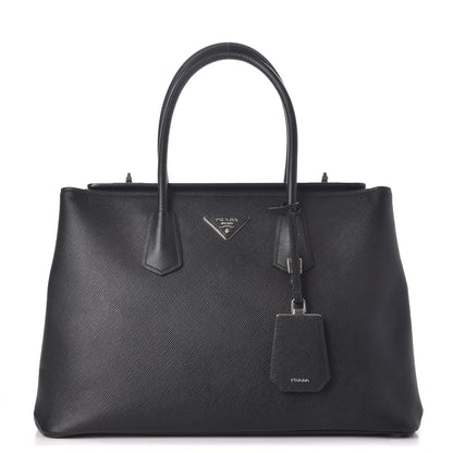 Prada Saffiano Cuir Twin Tote Nero Black 1 of 15