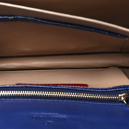 Valentino Garavani Alligator Flap Clutch Blue 6 of 11