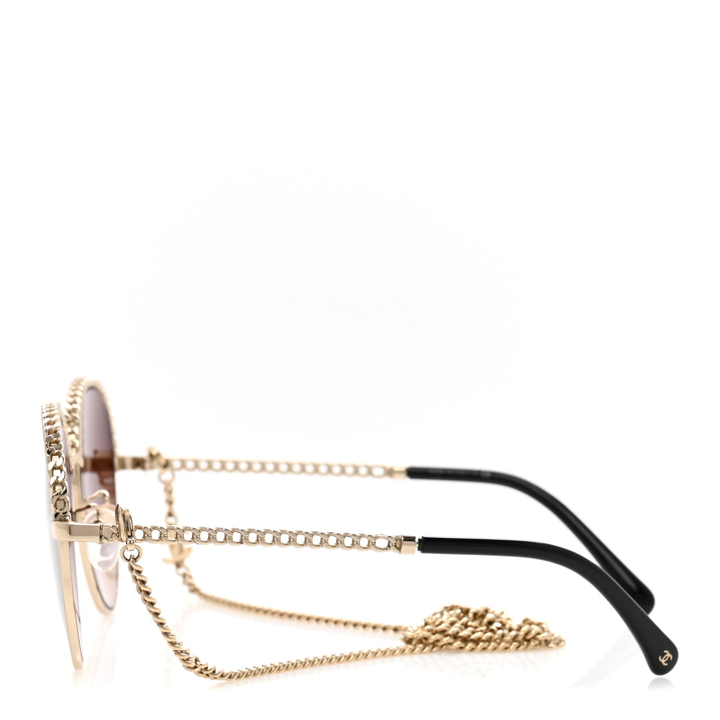 Metal Chain Round Pantos Sunglasses 4242 Brown