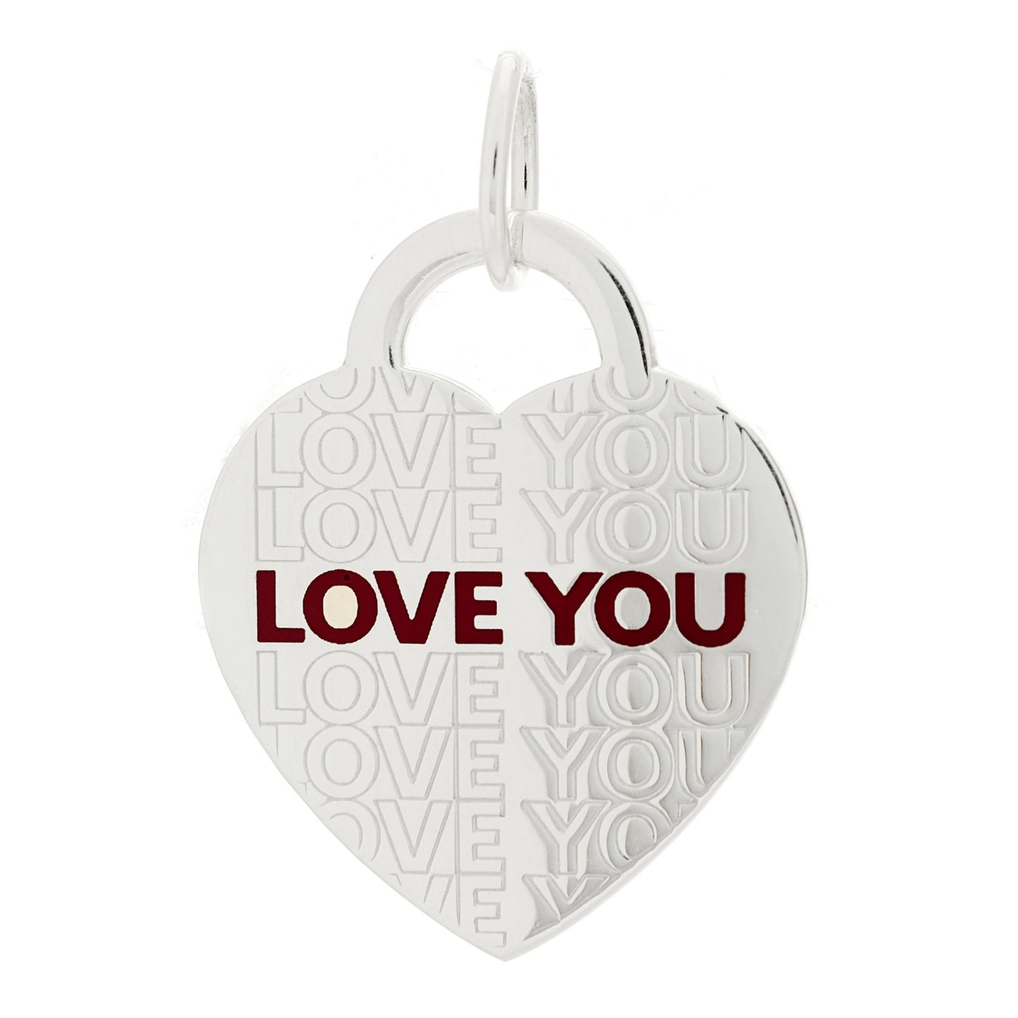 Sterling Silver Enamel LOVE YOU Heart Charm Red