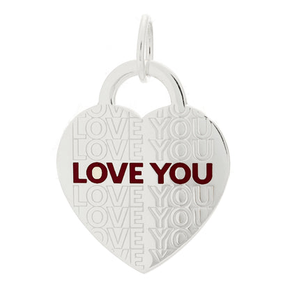 Tiffany Sterling Silver Enamel LOVE YOU Heart Charm Red 1 of 3