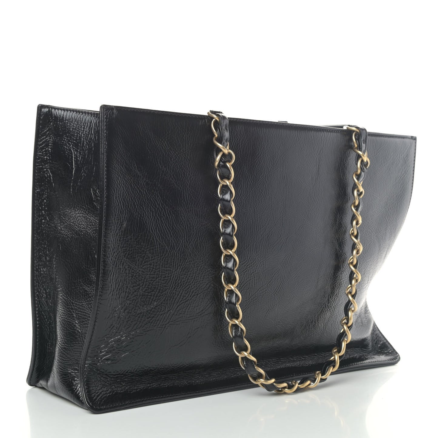 Glazed Aged Calfskin CC Tote Black