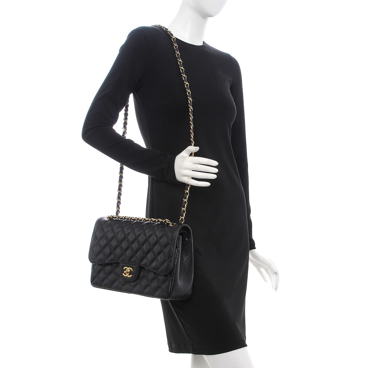 Chanel Caviar Quilted Jumbo Double Flap Black 2 of 8
