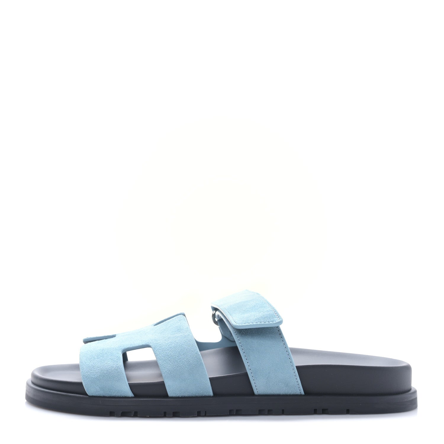 Hermes Suede Goatskin Womens Chypre Sandals 38 Bleu Mineral 1 of 18