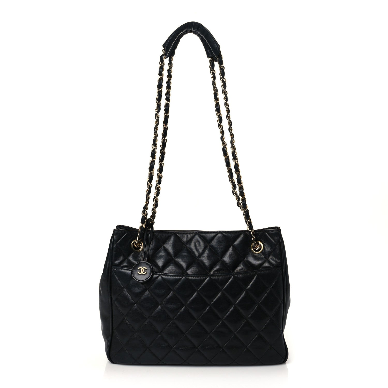 Chanel Lambskin Quilted CC Shopping Tote Black 1 of 9