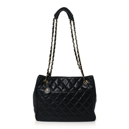 Chanel Lambskin Quilted CC Shopping Tote Black 1 of 9