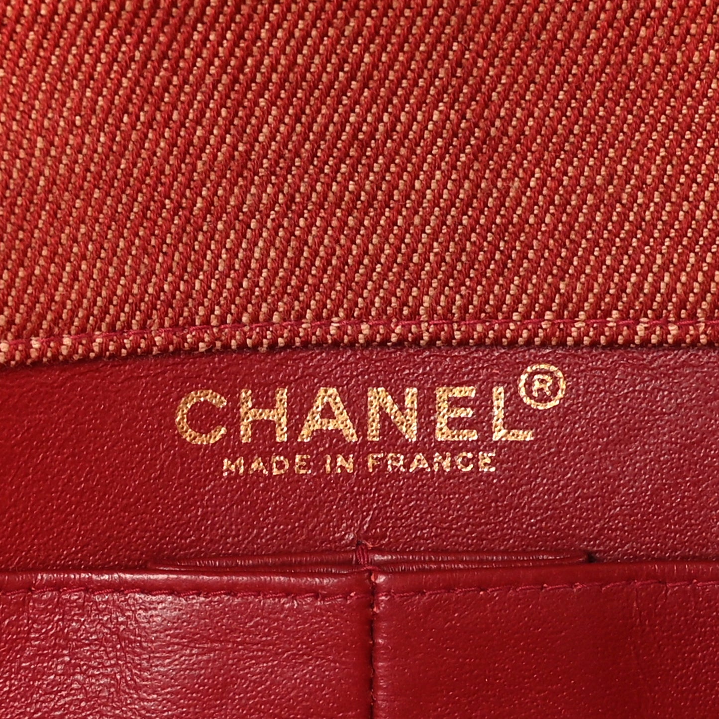 Denim Chocolate Bar Flap Red