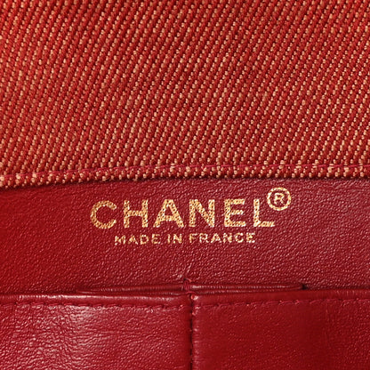 Chanel Denim Chocolate Bar Flap Red 6 of 9