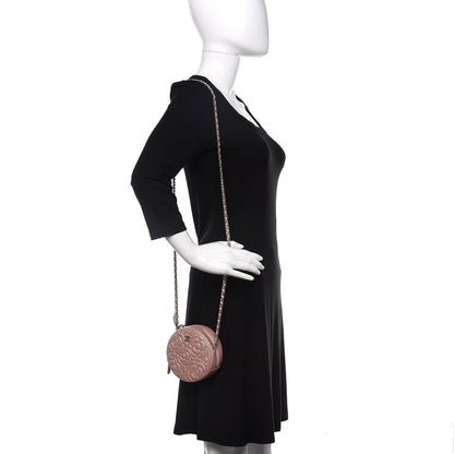 Chanel Lambskin Camellia Quilted Round Clutch With Chain Light Pink 2 of 10