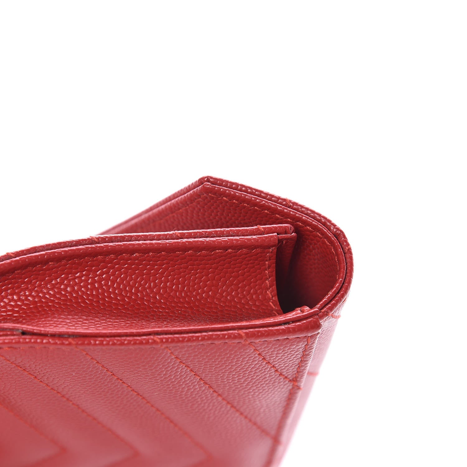 Saint Laurent Grain De Poudre Matelasse Chevron Small Monogram Envelope Wallet Rouge Eros 10 of 11
