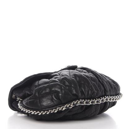 Chanel Crumpled Lambskin Quilted Medium Chain Around Messenger Black 3 of 11