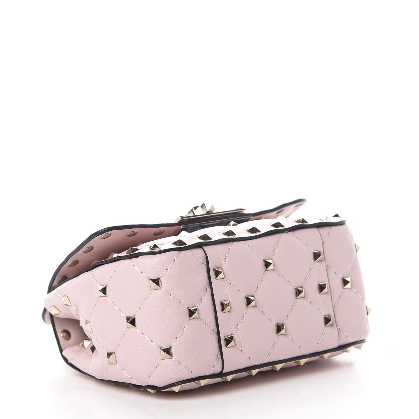Nappa Micro Rockstud Spike Shoulder Bag Rose Quartz