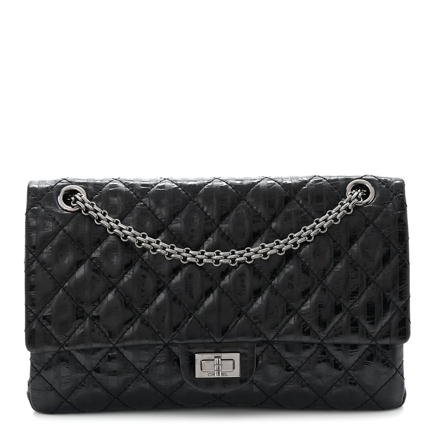 Chanel Metallic Calfskin Striped 2.55 Reissue 226 Flap Black 1 of 10