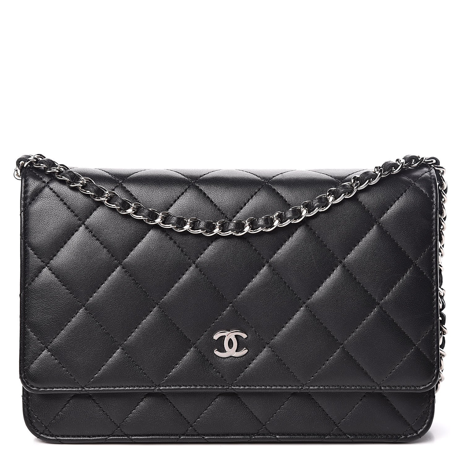 Chanel Lambskin Quilted Wallet On Chain WOC Black 1 of 13
